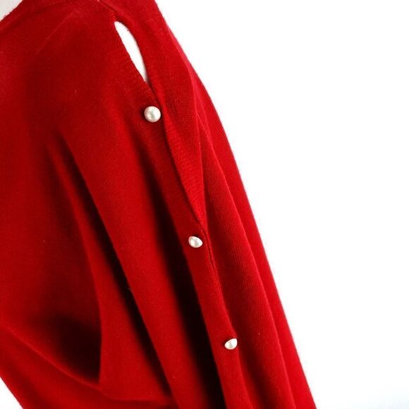 Adrienne Vittadini Red Sweater Medium Rayon Polyester Long Sleeve Round Neck - Picture 2 of 7